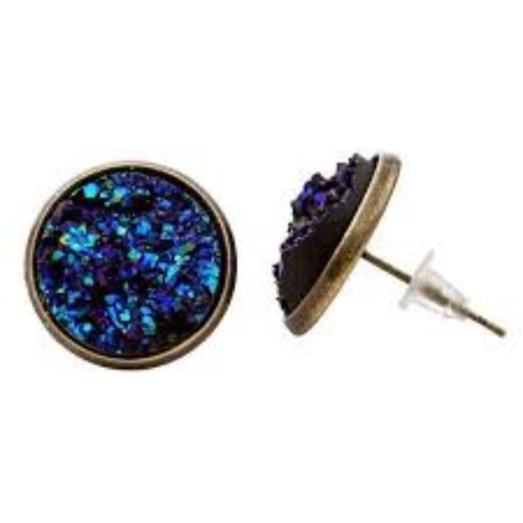 5/$25 Orange Druzy Silver Studs Earrings HOLIDAY EARRING SALE REDUCED SHIPPING! - Picture 7 of 15